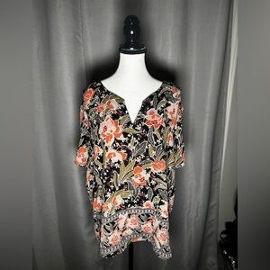 DR2 Black and Pink Short Sleeve Blouse
